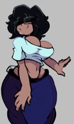 1girls 2026 breasts closed_eyes dark-skinned_female dark_skin dark_skinned_female female female_only glasses haxxar oc original_character rectangular_glasses thighs