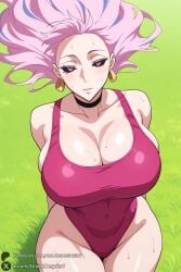 1female 1girls 2026 ai_generated arms_behind_back artist_name bare_shoulders big_ass big_breasts black_choker black_sclera blush breasts choker cleavage closed_mouth collarbone colored_sclera covered_navel curvy earrings eyelashes female female_only floating_hair grass hi_res high_quality high_resolution highleg highleg_leotard highres huge_ass huge_breasts jewelry jujutsu_kaisen large_breasts leotard long_hair looking_at_viewer one-piece_swimsuit outdoors patreon patreon_logo patreon_username pink_eyes pink_hair solo sweat swimsuit thighs unjobdespiert uro_takako watermark web_address wide_hips wind