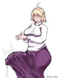 1futa ahoge arcueid_brunestud big_breasts big_penis blonde_hair breasts cock dickgirl enormous_penis female futa_only futanari hair_intakes huge_cock hyper hyper_penis intersex large_penis long_skirt looking_at_viewer melty_blood_arcueid_figure_(meme) meme purple_skirt red_eyes short_hair skirt smile solo sweater takke_terro takketerro throbbing throbbing_penis tsukihime turtleneck_sweater white_sweater wide_hips