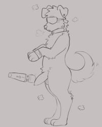 animated anthro balls blindfold bodily_fluids breath canid canine collar cum cum_drip dripping ear_piercing facial_piercing genital_fluids genitals hi_res himborodeo knot knotted_penis mailmutt male male_only mammal nose_piercing panting penis piercing restraints septum_piercing sex_toy vibrator wand_vibrator