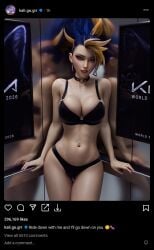 1female 1girls 3d 3d_(artwork) akali akali_(league_of_legends) akali_jhomen_tethi armpits bikini blender blonde_hair blue_eyes blue_hair clothed clothing dyed_hair elevator female female_focus female_only front_view instagram instagram_logo instagram_model instagram_username k/da_akali k/da_all_out_akali k/da_all_out_series k/da_series kpop kpop_girl large_breasts league_of_legends light-skinned_female light_skin long_hair makeup riot_games therealzoh zoh