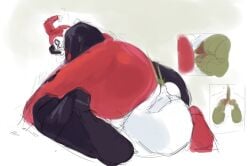 1girls batman_(series) big_ass butthead45 dc dc_comics fart fart_fetish fart_torture farting farting_in_face farting_on_face female harley_quinn harley_quinn_(classic) thick_thighs