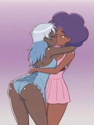 ai_generated ket_sugrare lesbian lesbian_kiss pajamas panties shalla_sugrare shivershock