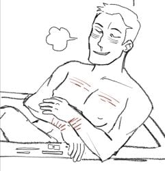 bathtub breasts_out cocaine drug_use drugs man_with_breasts monochrome scout_(team_fortress_2) self_harm self_harm_fetish self_pleasure team_fortress_2 trans_man