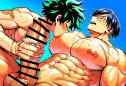 2boys 2males abs ai_generated attractive attractive_male balls bara bara_body beautiful beautiful_male big_muscles big_nipples big_pecs big_penis blue_hair blush boku_no_hero_academia boyfriend boyfriends censored couple day daytime detailed_background drool drooling erection excited eyes_closed gay gay_male gay_sex glasses gorgeous green_hair grin handsome handsome_man happy hot hot_as_fuck iida_tenya izuku_midoriya licking licking_nipple male male_focus male_only manly masturbating masturbating_other masturbation moan moaning moaning_in_pleasure multiple_boys multiple_males muscle muscles muscular muscular_arms muscular_male my_hero_academia navel nipples nude nude_male open_mouth outdoors pecs penis perfect perfect_body sex sexy sexy_body sexy_male shiny_skin short_hair sitting sitting_on_ground sky sucking sucking_nipple teeth tenya_iida testicles throbbing_penis touching touching_another veins veiny_penis water wet wet_body wince yaoi
