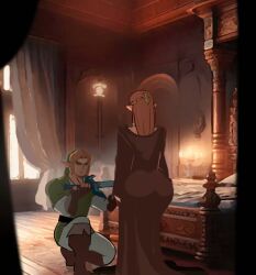 1boy 1girls artist_request bed bedroom blonde-haired_male blonde_hair bouncing_ass breasts_bigger_than_head brown_hair child_bearing_hips completely_nude completely_nude_female elbow_gloves gloves hylian hylian_ears imminent_sex jiggle jiggling_ass large_ass large_breasts link link_(twilight_princess) long_hair nude nude_female pointy_ears princess princess_zelda shorter_than_10_seconds tagme the_legend_of_zelda thick thick_ass thick_thighs thighhigh_stockings thighhighs thighs twilight_princess video zelda_(twilight_princess)