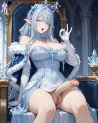 1futa 1futanari 1girl 1girls adult adult_female ai_generated archon balls ballsack bare_shoulders big_breasts blowjob_gesture blue_eyes boobs braid braided_hair breasts bust busty busty_female busty_girl cock crystal dick dickgirl earrings elbow_gloves elf elf_ears elf_female elf_girl empress fatui fellatio_gesture female foreskin fur_trim futa futanari genshin_impact girl gloves goddess half-erect headdress ice large_breasts light_blue_eyes long_hair machine_muse mature mature_body mature_female mihoyo penis platinum_blonde_hair pointy_ears pussy queen royal russian russian_female sexy sexy_body silver_hair sitting snezhnaya_girls solo testicles tits trans trans_woman tsaritsa_(genshin_impact) uncensored vagina watermark