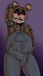 animatronic balls barazoku bear blush bulge clothing drooling five_nights_at_freddy's five_nights_at_freddy's_4 machine male male_only mammal monster nightmare_freddy penis precum robot saliva snaxattacks solo tight_clothing tongue video_games