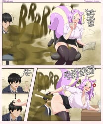 face_in_ass facefart facesitting fart fart_fetish female male pink_hair skirt skunk_girl skunk_tail