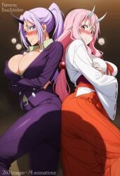 2girls ai_art ai_generated anime anime_coloring big_breasts boobs breasts butt curvy ecchi emi_aitelier female female_only giggle girls_love horns large_breasts lesbian lesbian_sex lewd nsfw nude nude_female patreon patreon_emi_aitelier pussy pussy_juice pussy_juice_drip shaded shion_(tensei_shitara_slime_datta_ken) shuna_(tensei_shitara_slime_datta_ken) soft_lighting suggestive tensei_shitara_slime_datta_ken twerk twerking yuri