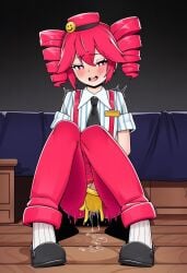 1girls ai_generated ass_visible_through_thighs blouse blush blush_lines blushing blushing_female blushing_profusely clothed clothed_female clothing dripping dripping_pussy ecstasy eyelashes female female_masturbation female_only fingering fingering_pussy fingering_self flat_chest fully_clothed gloves hat heart-shaped_pupils high-waist_pants high_waisted_pants kasane_teto kasane_teto_(sv) looking_at_viewer masturbation mesmerizer_(vocaloid) mesmerizer_teto motion_lines mv_character necktie open_mouth pants petite petite_body petite_female pussy pussy_juice pussy_juice_drip red_eyes red_hair shirt shoes skinny skinny_female slim_girl slim_waist socks solo solo_female striped_shirt suspenders synthesizer_v tremble_spikes trembling twin_drills utau vagina vaginal_fluids vaginal_insertion vaginal_masturbation