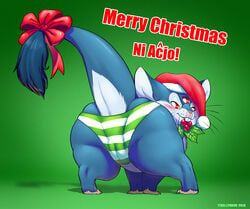 3_eyes alien battu blue_fur christmas chubby gillpanda multi_eye