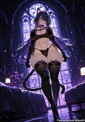 1girl acheron_(honkai:_star_rail) ai_assisted ai_generated animal_ears artist_name ass_visible_through_thighs bangs bell black_bra black_gloves black_hair black_legwear black_panties blush boots bra breasts cameltoe cat_cutout cat_ear_panties cat_ears cat_lingerie cat_tail choker cleavage cleavage_cutout closed_mouth curvaceous curvy curvy_female curvy_figure elbow_gloves eyebrows_visible_through_hair female full_body gloves hair_between_eyes honkai:_star_rail honkai_(series) jingle_bell large_breasts long_hair looking_at_viewer meme_attire miyuai navel panties purple_eyes purple_hair side-tie_panties smile solo standing tail thick thick_ass thick_butt thick_hips thick_legs thick_thighs thighhighs thighs underwear voluptuous voluptuous_female wide_hips wide_thighs