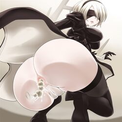 1girls anal_beads anal_insertion android anus ass ass_juice blindfold breasts cameltoe dat_ass emotionless expressionless female huge_ass looking_back medium_breasts mole mole_under_mouth nier nier:_automata open_mouth robot robot_girl short_hair shown solo solo_female yorha_2b