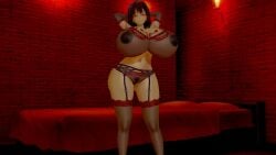 1girls 3d 3d_model albyon brown_hair dark-skinned_female dark_skin female female_frisk female_only female_pubic_hair frisk frisk_(undertale) lingerie red_eyes tagme undertale undertale_(series)