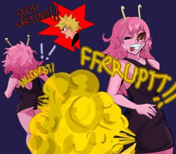 arms_up ashido_mina black_dress boku_no_hero_academia bones_(company) city dress enjoying_farting enjoying_farts fart fart_cloud fart_fetish farting farting_girl flatulance from_behind gassy gassy_female heart katsuki_bakugou mina_ashido mina_ashido_curvy_(meme) mina_ashido_time-skip my_hero_academia pink_hair pink_skin sexy sexy_ass sexy_body young_female