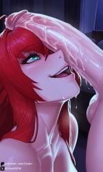1boy 1boy1girl 1girls after_orgasm after_sex ai_generated bedroom breasts cum cum_drip cum_dripping cum_on_penis cumdrip drool drooling female happy high_school_dxd looking_up male mature_female naked naked_female nude nude_female open_mouth penis_awe penis_on_face red_hair rias_gremory self_upload sleen smile smiling straight