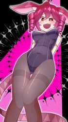 1girls 2d 2d_(artwork) armpits arms_behind_back arms_up artist_request ass_visible_through_thighs blush blushing blushing_female breasts bunny_ears bunny_girl bunnysuit cleavage ecstasy ecstatic euphoric fang fangs female female_only flesh_fang gloves heart-shaped_pupils heels high_heels horny horny_female kasane_teto kneeling legs_apart leotard looking_at_viewer low-angle_view midriff navel navel_visible_through_clothes neck_ribbon open_mouth pantyhose partially_visible_vulva petite petite_body petite_female playboy_bunny red_eyes red_hair ribbon simple_background skindentation skinny skinny_female slim_girl slim_waist small_breasts solo solo_female spread_legs tail thigh_gap thighhighs thighs twin_drills utau white_background