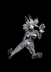 1girl animal_ears barefoot breasts dya_rikku_(vtuber) feet fingernails full_body grey_eyes grey_hair indie_virtual_youtuber looking_at_viewer medium_breasts nail_polish soles solo toenail_polish toes vyugen