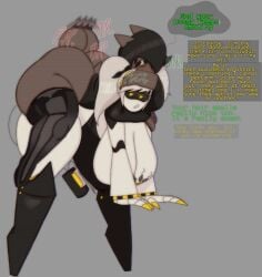 2girls abrahamslapper ass big_ass black_hair boobs breasts brown_body butt futa futa_on_female futanari grey_background grey_hair hat j_(murder_drones) murder_drones oc robot_girl robot_humanoid sex