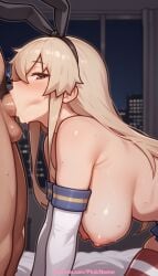 1boy 1girl 2026 ai_generated artist_name blonde_hair blowjob blowjob_face boobs breasts bust chest cock dick elbow_gloves exposed_nipples fellatio gloves hairband hetero hi_res high_quality highres kantai_collection licking long_hair male_pubic_hair nipples nipples_outside nude oral oral_sex patreon patreon_username penis pinkname pubic_hair shimakaze_(kantai_collection) solo_focus striped striped_legwear sucking sweat testicles thighhighs tits uncensored watermark white_gloves