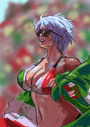 1girls angel_(kof) big_tits chstrangelll glasses king_of_fighters light_skin short_hair sunglasses thick white_hair