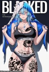 1girl ai_generated anime artist:basicallynomore black_panties black_sports_bra blacked blacked_clothing female looking_at_viewer pubic_tattoo qos qos_clothing qos_tattoo queen_of_spades queen_of_spades_symbol queen_of_spades_tattoo shorekeeper_(wuthering_waves) sportswear tattoo tattoos white_skin wuthering_waves