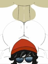 1boy 1girls anal animated animated_gif beat_banger big_ass big_breasts black_hair cum_inside doggystyle gif oc orange_beanie pounding_ass remake roblox robloxian sunglasses white_skin