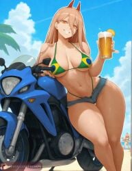 1girls ai_assisted ai_generated big_ass big_breasts bikini blonde_hair denim_shorts floresai huge_ass huge_breasts looking_at_viewer narrow_waist patreon patreon_url patreon_username power_(chainsaw_man) teasing thick_thighs wide_hips