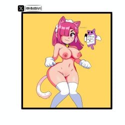 bell big_ass big_breasts brawl_stars breasts cameltoe cat_ears cat_tail choker cleavage colette_(brawl_stars) female female_only gloves hair_over_one_eye headwear heart long_hair maid maid_headdress maid_uniform miztliart nude nude_female pink_hair pinku_pawlette pussy pussy_juice sharp_teeth slim_waist smile stockings supercell tagme tail thick_thighs upskirt voluptuous whiskers white_panties wide_hips