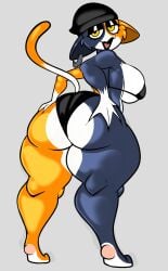 anthro back_view big_breasts bikini black_sclera captain_dagon cat_ears cat_girl cat_tail color dagon789 epic_games exposed_ass exposed_breasts fanart female_only fortnite furry_female hands_on_ass hi_res huge_ass huge_thighs looking_at_viewer meow_skulls_(fortnite) multicolored_body multicolored_fur pierced_ear solo_female voluptuous wasp_waist wide_hips yellow_eyes