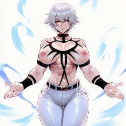 1girls ai_generated bodypaint female female_focus king_of_fighters light_skin orochi_(kof) thick_thighs thighs tits_out