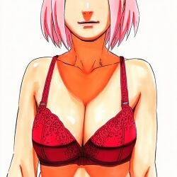 1:1 1girls 2d accurate_art_style accurate_body_type ai_generated arms_at_sides bare_arms bare_shoulders boruto:_naruto_next_generations bow bow_bra bow_ribbon bra breast_focus breasts cel_shading closed_mouth clothing collarbone facing_viewer female female_focus female_only front_view full_color head_out_of_frame high_resolution highres lace lace-trimmed_bra lace_trim light-skinned_female light_skin line_art lineart lingerie lingerie_bra looking_at_viewer manga_style masashi_kishimoto_style mature_female medium_breasts milf narrow_waist naruto naruto_(series) official_style pink_hair pink_lips red_bra sakura_haruno shiny_skin short_hair simple_background slender_waist slim_waist smile soft_shading solo solo_female solo_focus standing uchiha_sakura upper_body waifu white_background