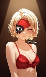 1girl ai_art ai_generated alixx_nswf big_breasts blonde_female blonde_hair bra brawl_stars breasts lumi_(brawl_stars) red_bra supercell