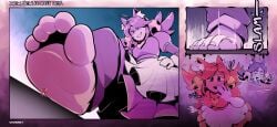 catgirl deltarune deltarune_chapter_5 dominant_female feet feet_fetish feet_focus foot_crush foot_fetish foot_focus giantess_feet mad_dummy mad_mew_mew mew_mew_(undertale) minigirl selfcest size_difference soles soles_focus tease undertale_(series) veonaut