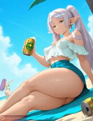 1girls ai_assisted ai_generated big_ass denim_shorts elf floresai frieren frieren_beyond_journey's_end hi_res huge_ass looking_at_viewer medium_breasts narrow_waist patreon patreon_url patreon_username perky_breasts sheer_clothing teasing thick_thighs wide_hips