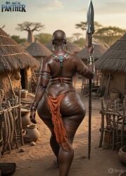 african_female ai_generated amandovakinai black_panther_(marvel) dark-skinned_female huge_ass okoye tagme tribal video