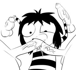 black_and_white black_hair cum_in_mouth disembodied_penis multiple_penises penis sarah's_scribbles sarah_andersen