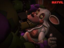 3d 3d_model 3d_render blowjob duo face_fucking five_nights_at_freddy's five_nights_at_freddy's:_security_breach five_nights_at_freddy's_2 mangle_(fnaf) mayvil mayvil_(artist) montgomery_gator_(fnaf) oral prisma3d security_breach