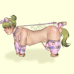 1boy belly_piercing bitchsuit blushing bondage bondage_gear bondage_outfit brown_eyes buttplug buttplug_tail collar covered_penis deserved dubious_consent embarrassed embarrassment eyeshadow femboy feminine_male feminization forced_feminization forcefem gay gold_(metal) gold_jewelry green_hair heels hoop_earrings humiliation i_hate_you jujutsu_kaisen leash leash_and_collar leash_pull leashed_male makeup male male_only misogynist misogynistic nervous on_knees painted_toenails penis_out petplay piercing_pull pink_latex ponytail punishment puppy_ears puppyboy puppyplay purple_latex restrained short_hair stiletto_heels sweating toeless_footwear unable_to_fight_back unable_to_move zenin_naoya