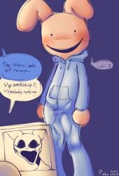 3_penises alternate_version_available ambiguous_gender animal_hospital anthro anthropomorphic bulge bulge_through_clothing bulge_under_clothes bunny furry furry_only intern_(animal_hospital) lagomorph magearna64 multiple_penises offscreen_character rabbit raku_sarvin roblox self_upload simple_background solo_focus tentacle_penis unusual_anatomy unusual_genitalia