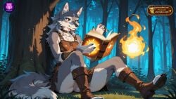 ai_generated claws magic small_breasts wolf wolf_girl