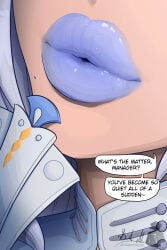 big_lips color colored doktor_malefic fan hoyoverse lips lipstick mihoyo mommy velina_(zenless_zone_zero) white_hair zenless_zone_zero