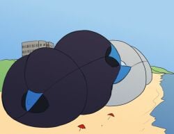 2girls beach breasts enormous_breasts female gigantic_breasts huge_breasts hyper_breasts massive_breasts sonicgamer_(artist)