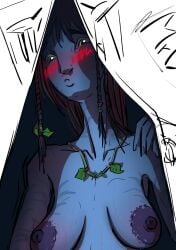 1girls 2d alien_girl alien_humanoid avatar avatar:_the_way_of_water big_breasts blue_body blush breasts female female_only james_cameron's_avatar kiri_(avatar) mrdickinsock nipples solo solo_female