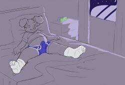 animated cub cum_through_clothes male onykr solo wet_dream