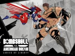 2girls abs biceps breasts cape female jonpadraws muscles muscular muscular_arms muscular_female muscular_legs muscular_thighs pecs