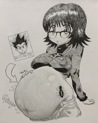 bad_end bad_ending big_belly big_breasts black_hair digestion digestion_noises glasses gon_freecss hunter_x_hunter implied_vore looking_at_viewer missing_poster shizuku_murasaki spiky_hair stomach_bulge tagme tagme_(artist) tattoo traditional_art villainess villainess_on_hero visible_nipples vore vore_belly
