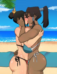 2girls angry arguing argument artist_request ass avatar_legends avatar_the_last_airbender azula big_ass bikini black_hair blue_eyes breast_press breasts brown_hair catfight chocolate_and_vanilla cleavage female female_only fire_nation huge_breasts korra light-skinned_female light_skin looking_at_another nickelodeon pale-skinned_female pale_skin ponytail princess royal royalty side_view sidelocks swimsuit symmetrical_docking the_avatar the_legend_of_korra topknot voluptuous water_tribe yellow_eyes