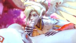 3d angel animated blonde_hair blue_eyes duo erection fellatio female hanamura_(map) handjob kaisto long_hair masturbation mercy no_sound oral overwatch penis sex source_filmmaker straight sucking video